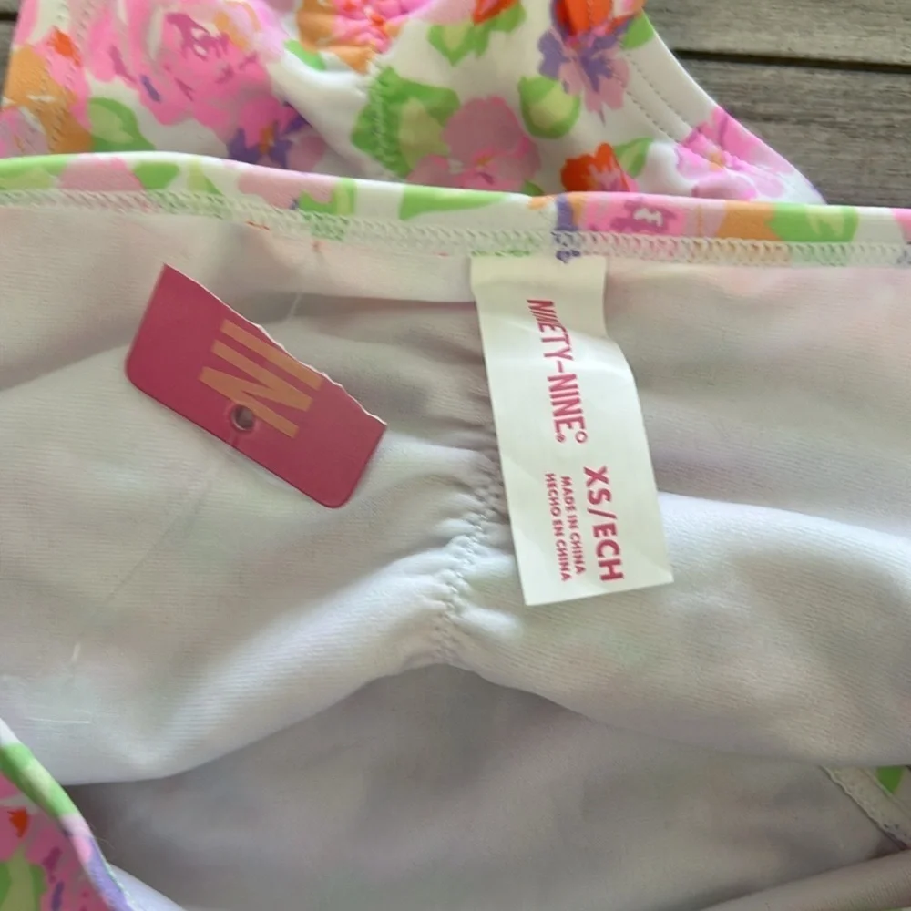 Ninety-Nine pastel roses bikini swim bottoms size XS NEW